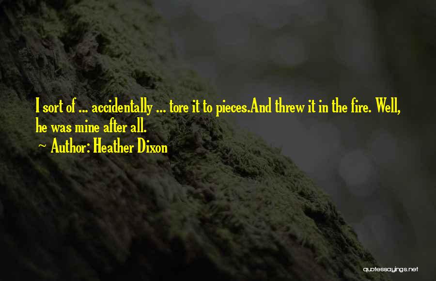 Heather Dixon Quotes: I Sort Of ... Accidentally ... Tore It To Pieces.and Threw It In The Fire. Well, He Was Mine After