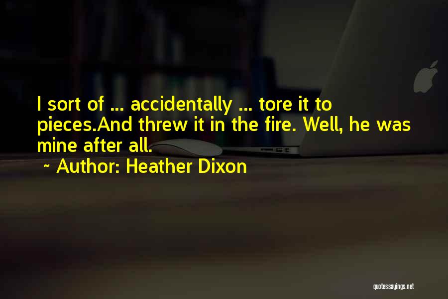 Heather Dixon Quotes: I Sort Of ... Accidentally ... Tore It To Pieces.and Threw It In The Fire. Well, He Was Mine After