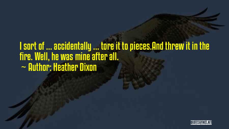 Heather Dixon Quotes: I Sort Of ... Accidentally ... Tore It To Pieces.and Threw It In The Fire. Well, He Was Mine After