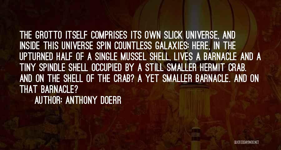 Anthony Doerr Quotes: The Grotto Itself Comprises Its Own Slick Universe, And Inside This Universe Spin Countless Galaxies: Here, In The Upturned Half