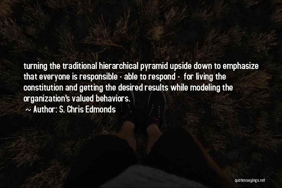 S. Chris Edmonds Quotes: Turning The Traditional Hierarchical Pyramid Upside Down To Emphasize That Everyone Is Responsible - Able To Respond - For Living
