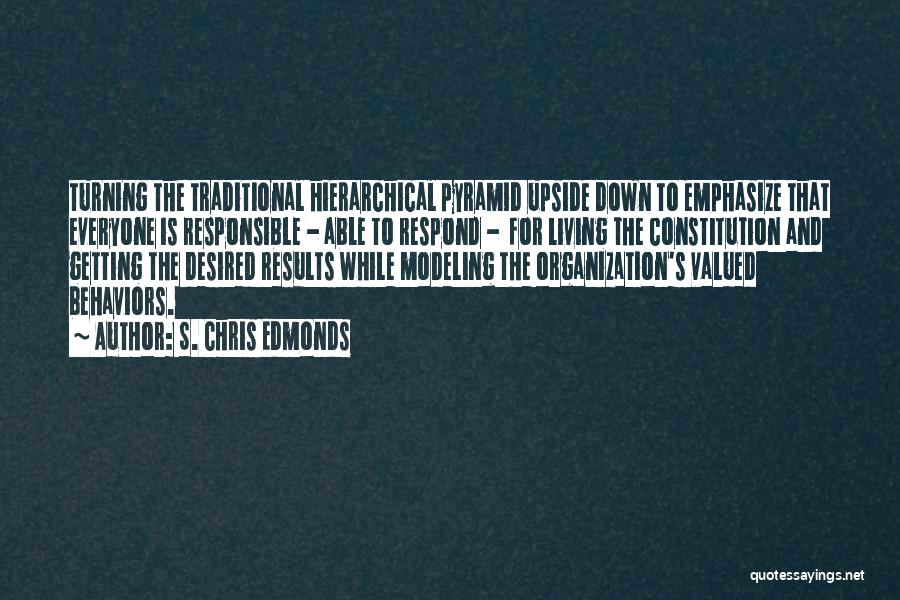 S. Chris Edmonds Quotes: Turning The Traditional Hierarchical Pyramid Upside Down To Emphasize That Everyone Is Responsible - Able To Respond - For Living