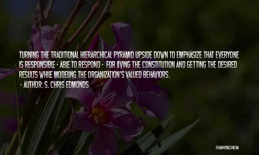 S. Chris Edmonds Quotes: Turning The Traditional Hierarchical Pyramid Upside Down To Emphasize That Everyone Is Responsible - Able To Respond - For Living