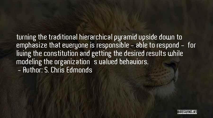 S. Chris Edmonds Quotes: Turning The Traditional Hierarchical Pyramid Upside Down To Emphasize That Everyone Is Responsible - Able To Respond - For Living