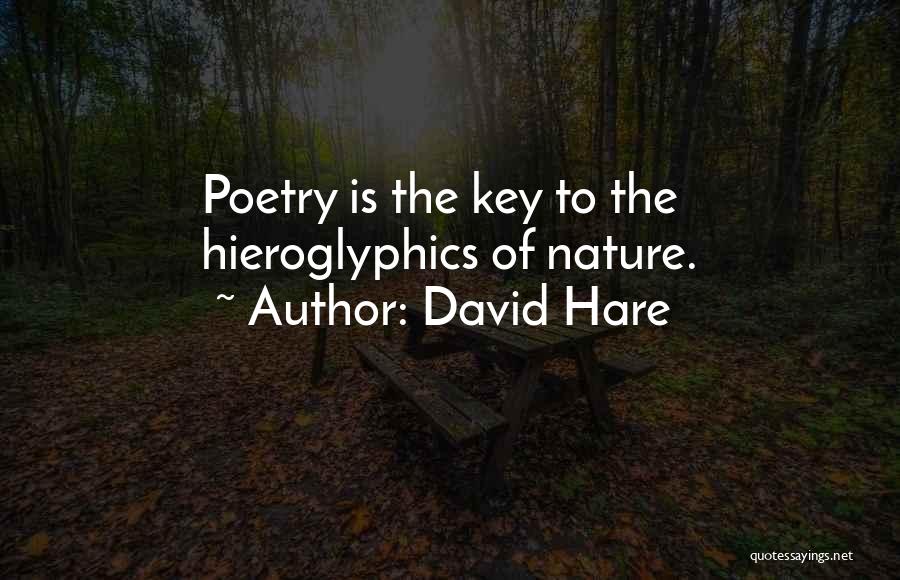 David Hare Quotes: Poetry Is The Key To The Hieroglyphics Of Nature.
