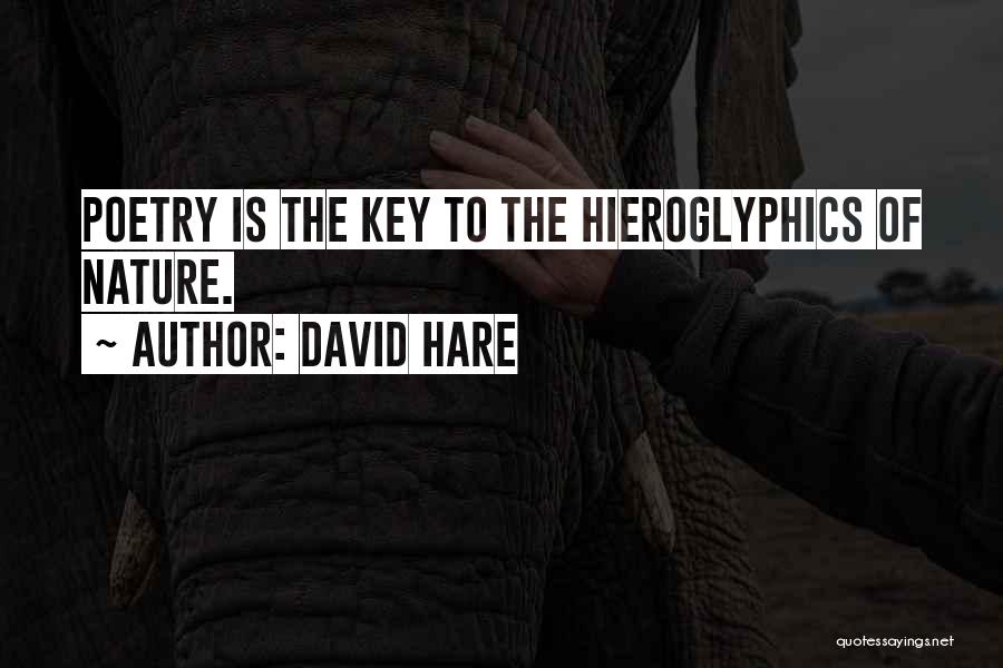 David Hare Quotes: Poetry Is The Key To The Hieroglyphics Of Nature.