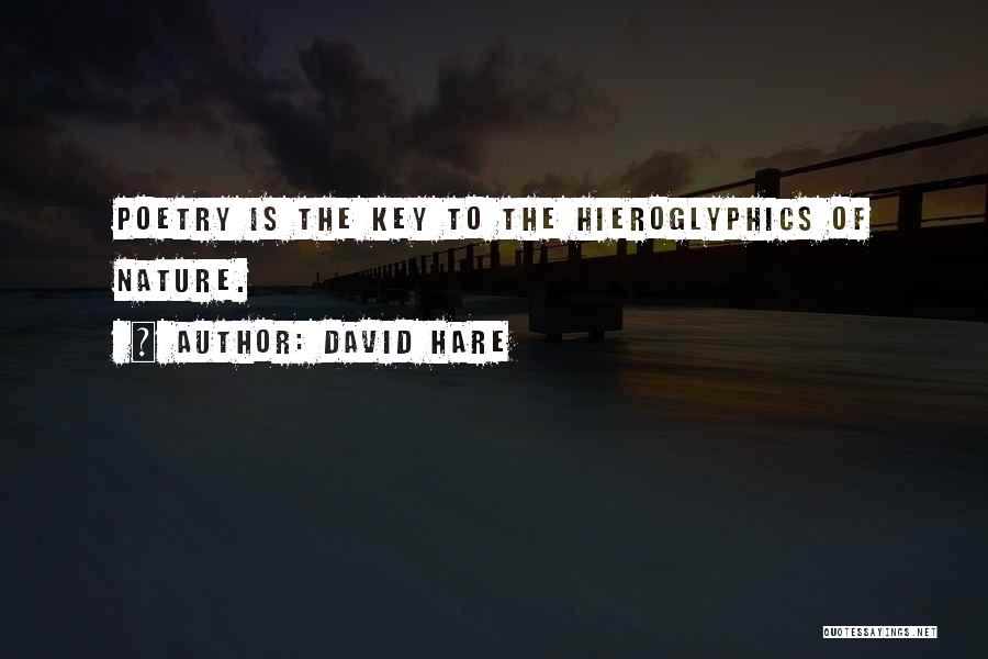 David Hare Quotes: Poetry Is The Key To The Hieroglyphics Of Nature.