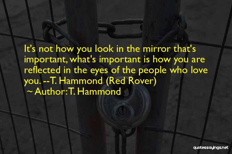 T. Hammond Quotes: It's Not How You Look In The Mirror That's Important, What's Important Is How You Are Reflected In The Eyes