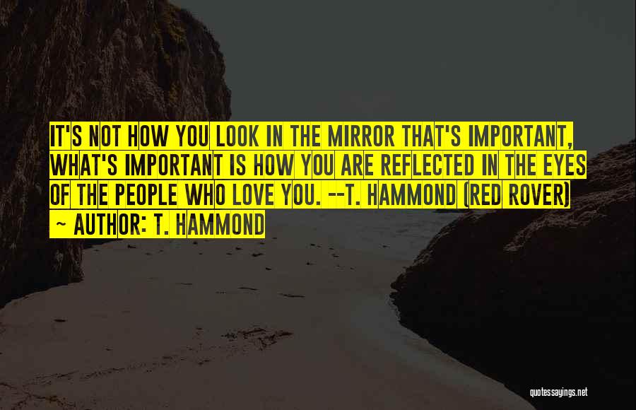 T. Hammond Quotes: It's Not How You Look In The Mirror That's Important, What's Important Is How You Are Reflected In The Eyes