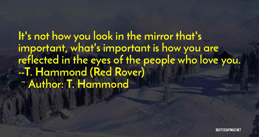 T. Hammond Quotes: It's Not How You Look In The Mirror That's Important, What's Important Is How You Are Reflected In The Eyes