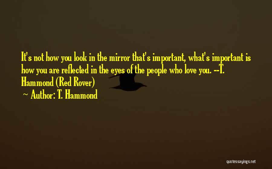 T. Hammond Quotes: It's Not How You Look In The Mirror That's Important, What's Important Is How You Are Reflected In The Eyes