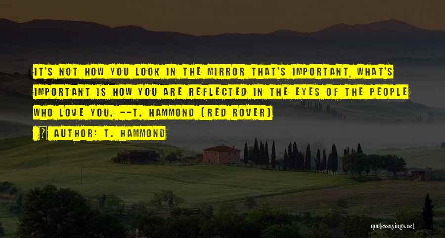 T. Hammond Quotes: It's Not How You Look In The Mirror That's Important, What's Important Is How You Are Reflected In The Eyes