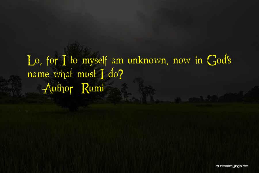 Rumi Quotes: Lo, For I To Myself Am Unknown, Now In God's Name What Must I Do?