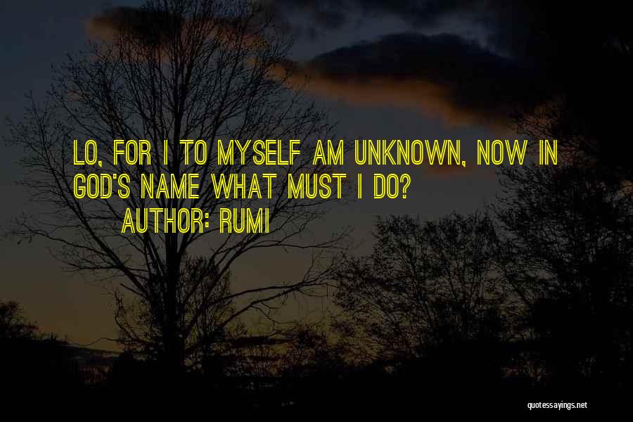 Rumi Quotes: Lo, For I To Myself Am Unknown, Now In God's Name What Must I Do?