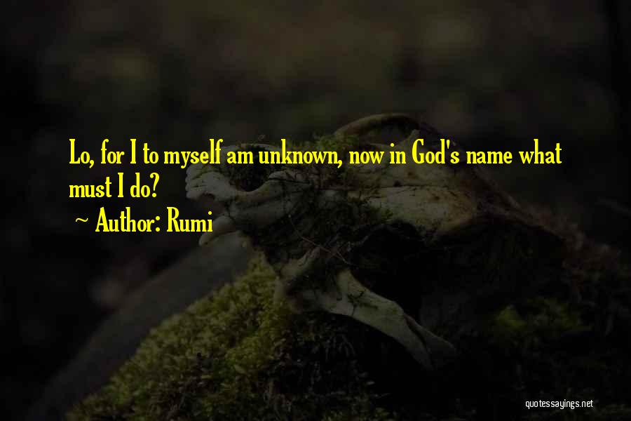 Rumi Quotes: Lo, For I To Myself Am Unknown, Now In God's Name What Must I Do?