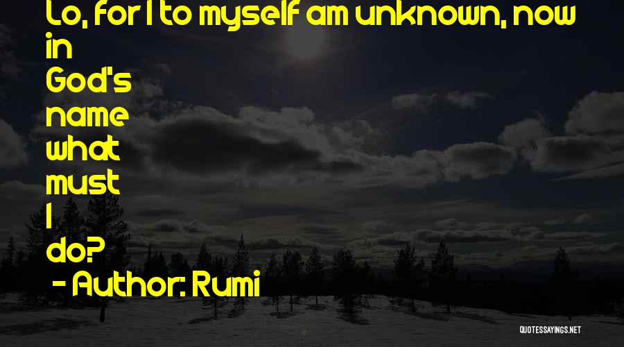 Rumi Quotes: Lo, For I To Myself Am Unknown, Now In God's Name What Must I Do?