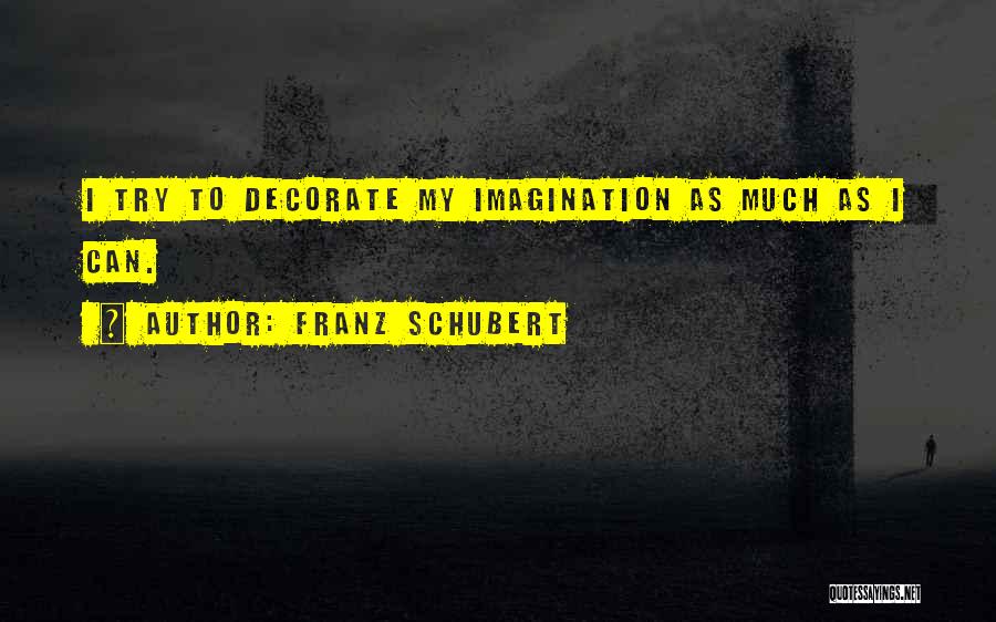 Franz Schubert Quotes: I Try To Decorate My Imagination As Much As I Can.