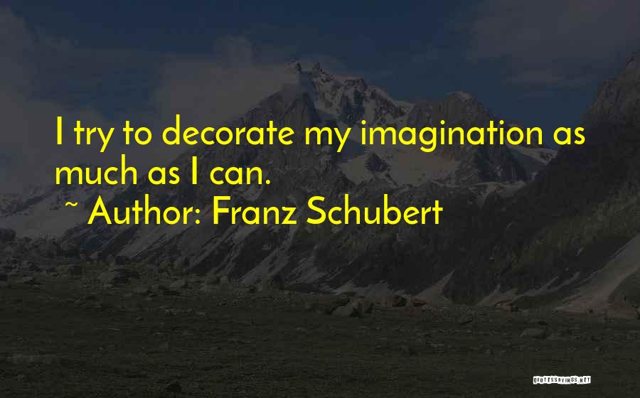 Franz Schubert Quotes: I Try To Decorate My Imagination As Much As I Can.