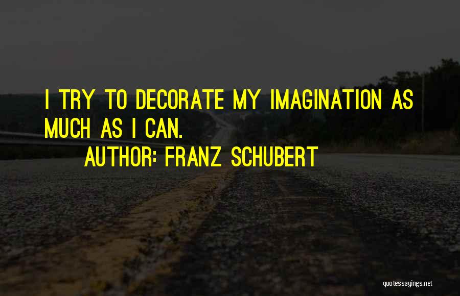 Franz Schubert Quotes: I Try To Decorate My Imagination As Much As I Can.