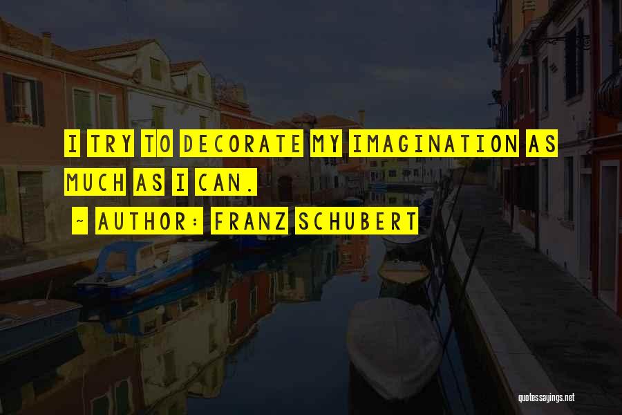 Franz Schubert Quotes: I Try To Decorate My Imagination As Much As I Can.