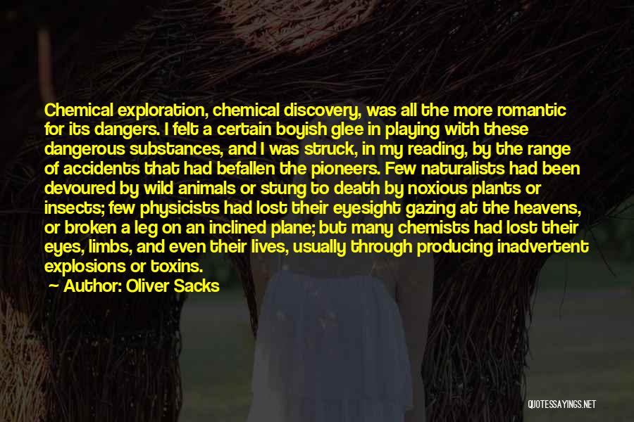 Oliver Sacks Quotes: Chemical Exploration, Chemical Discovery, Was All The More Romantic For Its Dangers. I Felt A Certain Boyish Glee In Playing