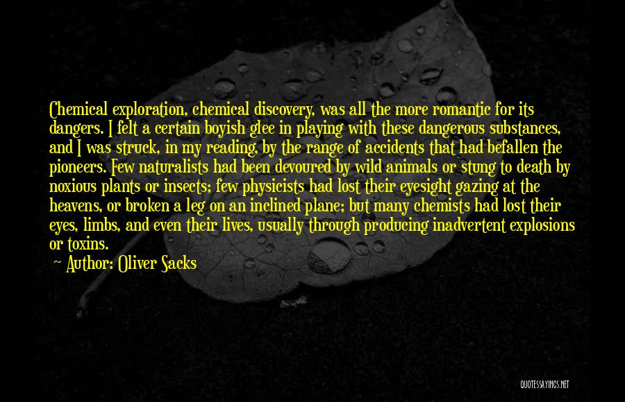 Oliver Sacks Quotes: Chemical Exploration, Chemical Discovery, Was All The More Romantic For Its Dangers. I Felt A Certain Boyish Glee In Playing