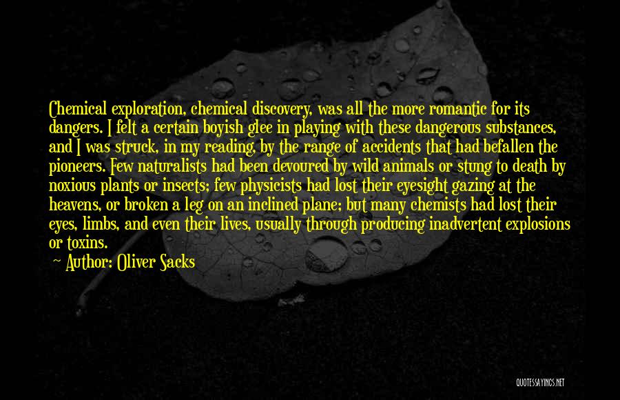 Oliver Sacks Quotes: Chemical Exploration, Chemical Discovery, Was All The More Romantic For Its Dangers. I Felt A Certain Boyish Glee In Playing