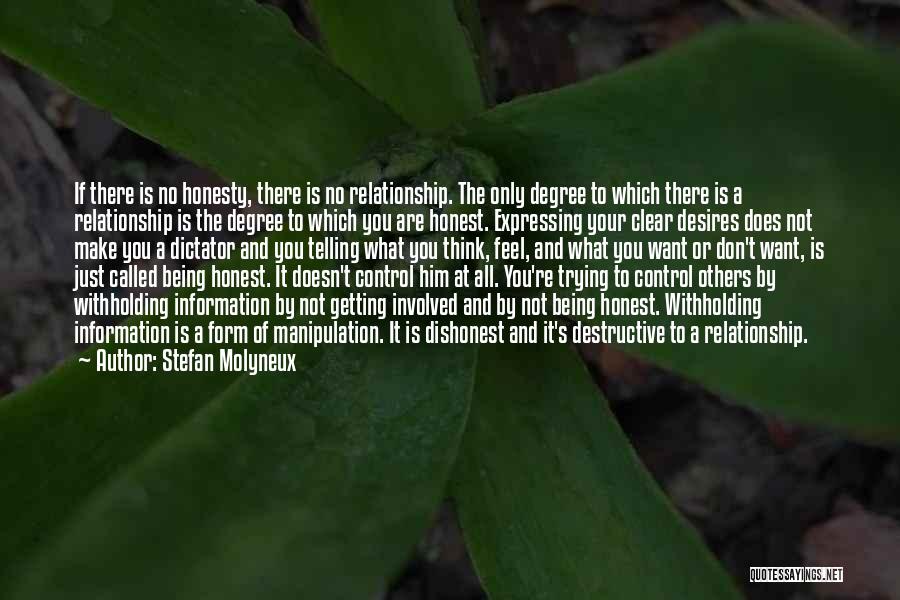 Stefan Molyneux Quotes: If There Is No Honesty, There Is No Relationship. The Only Degree To Which There Is A Relationship Is The