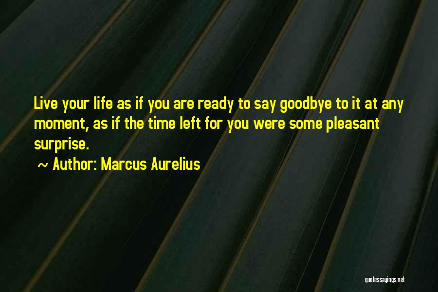 Marcus Aurelius Quotes: Live Your Life As If You Are Ready To Say Goodbye To It At Any Moment, As If The Time