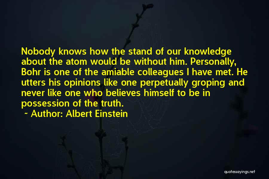 Albert Einstein Quotes: Nobody Knows How The Stand Of Our Knowledge About The Atom Would Be Without Him. Personally, Bohr Is One Of