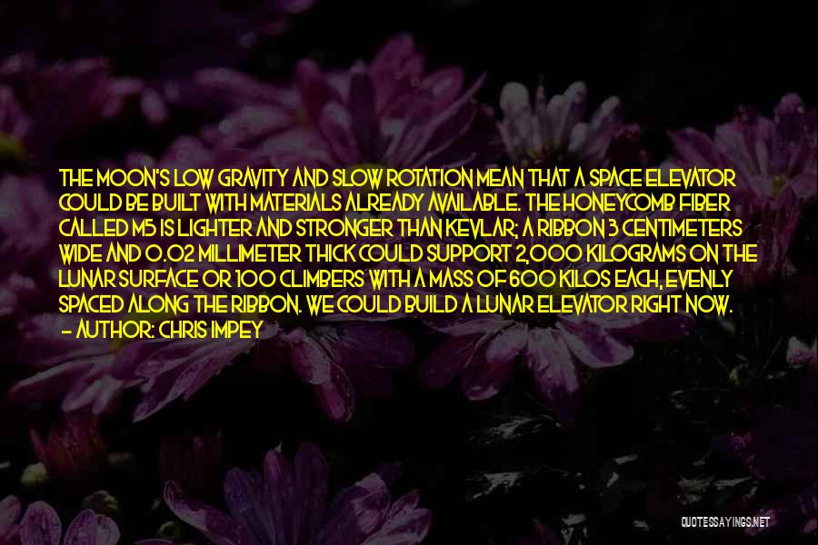 Chris Impey Quotes: The Moon's Low Gravity And Slow Rotation Mean That A Space Elevator Could Be Built With Materials Already Available. The
