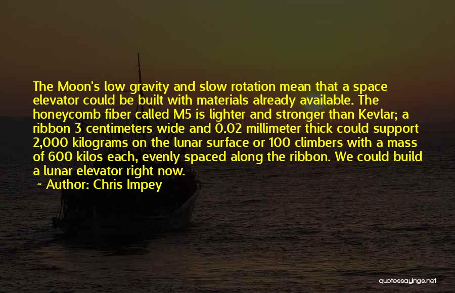 Chris Impey Quotes: The Moon's Low Gravity And Slow Rotation Mean That A Space Elevator Could Be Built With Materials Already Available. The