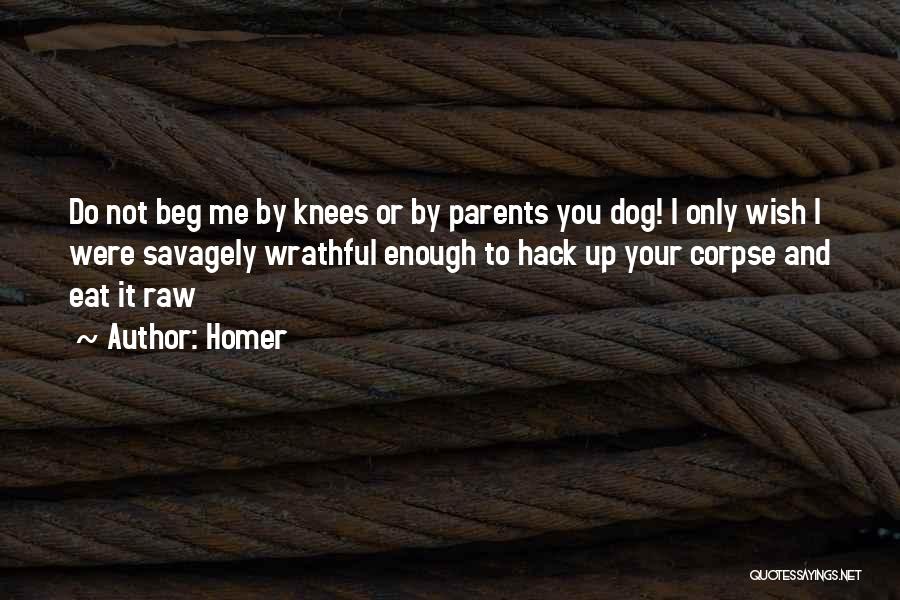 Homer Quotes: Do Not Beg Me By Knees Or By Parents You Dog! I Only Wish I Were Savagely Wrathful Enough To