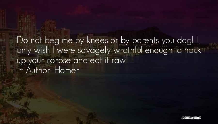 Homer Quotes: Do Not Beg Me By Knees Or By Parents You Dog! I Only Wish I Were Savagely Wrathful Enough To