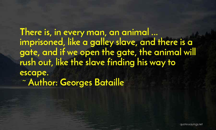 Georges Bataille Quotes: There Is, In Every Man, An Animal ... Imprisoned, Like A Galley Slave, And There Is A Gate, And If