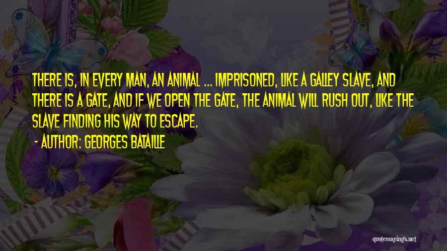 Georges Bataille Quotes: There Is, In Every Man, An Animal ... Imprisoned, Like A Galley Slave, And There Is A Gate, And If