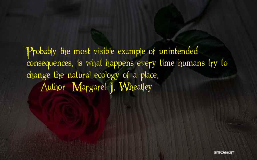 Margaret J. Wheatley Quotes: Probably The Most Visible Example Of Unintended Consequences, Is What Happens Every Time Humans Try To Change The Natural Ecology