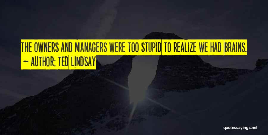 Ted Lindsay Quotes: The Owners And Managers Were Too Stupid To Realize We Had Brains.