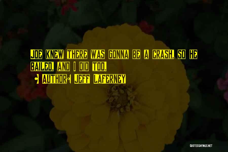 Jeff LaFerney Quotes: Joe Knew There Was Gonna Be A Crash, So He Bailed, And I Did Too.