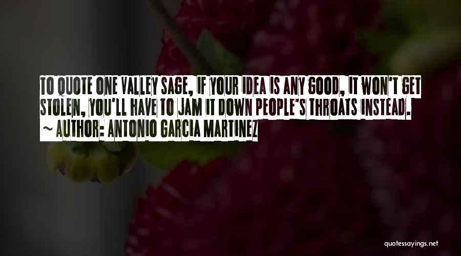Antonio Garcia Martinez Quotes: To Quote One Valley Sage, If Your Idea Is Any Good, It Won't Get Stolen, You'll Have To Jam It