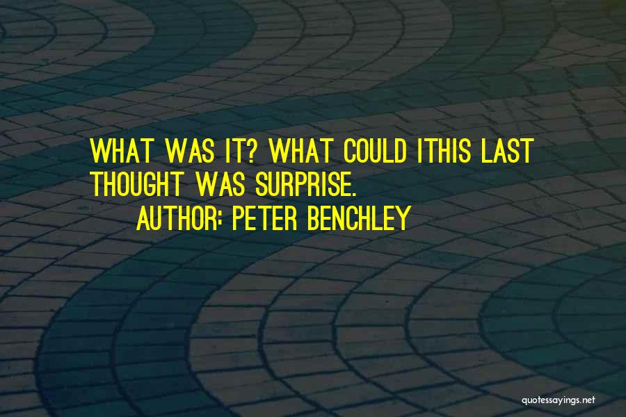 Peter Benchley Quotes: What Was It? What Could Ithis Last Thought Was Surprise.