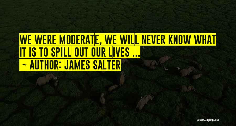 James Salter Quotes: We Were Moderate, We Will Never Know What It Is To Spill Out Our Lives ...