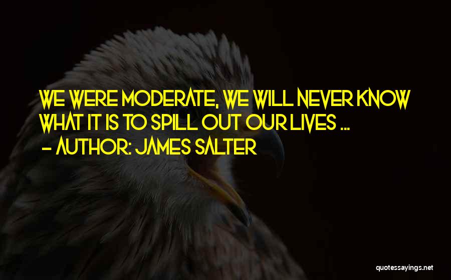 James Salter Quotes: We Were Moderate, We Will Never Know What It Is To Spill Out Our Lives ...