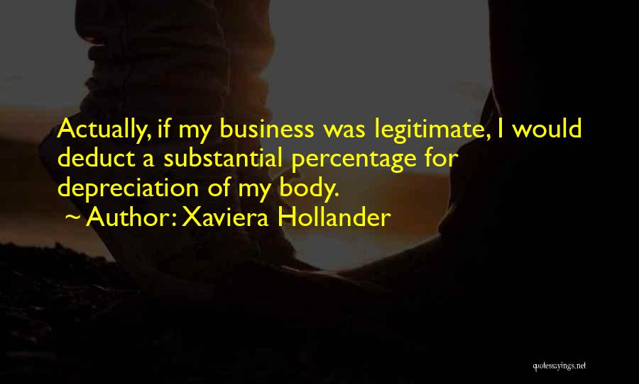 Xaviera Hollander Quotes: Actually, If My Business Was Legitimate, I Would Deduct A Substantial Percentage For Depreciation Of My Body.
