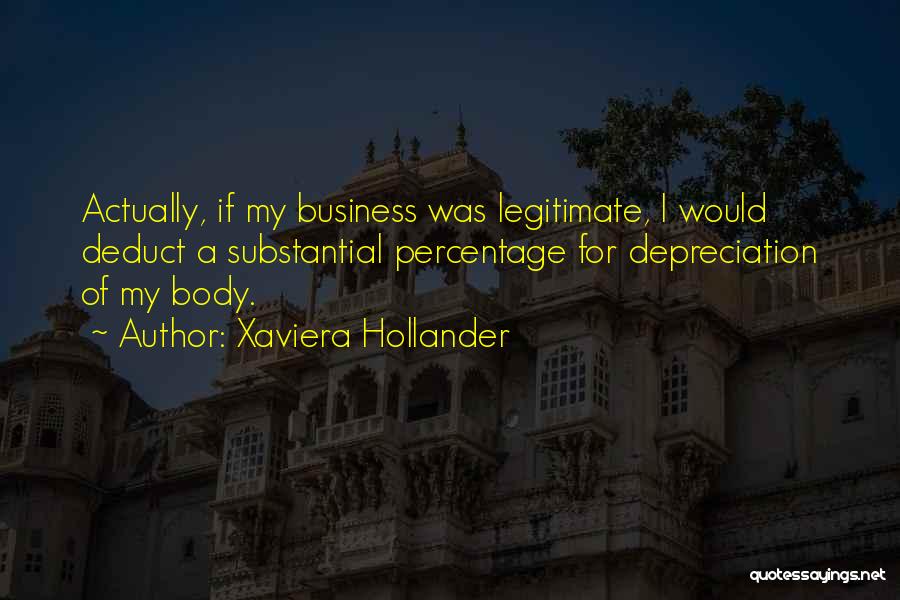 Xaviera Hollander Quotes: Actually, If My Business Was Legitimate, I Would Deduct A Substantial Percentage For Depreciation Of My Body.