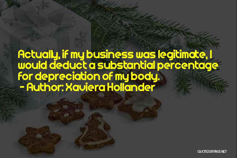 Xaviera Hollander Quotes: Actually, If My Business Was Legitimate, I Would Deduct A Substantial Percentage For Depreciation Of My Body.