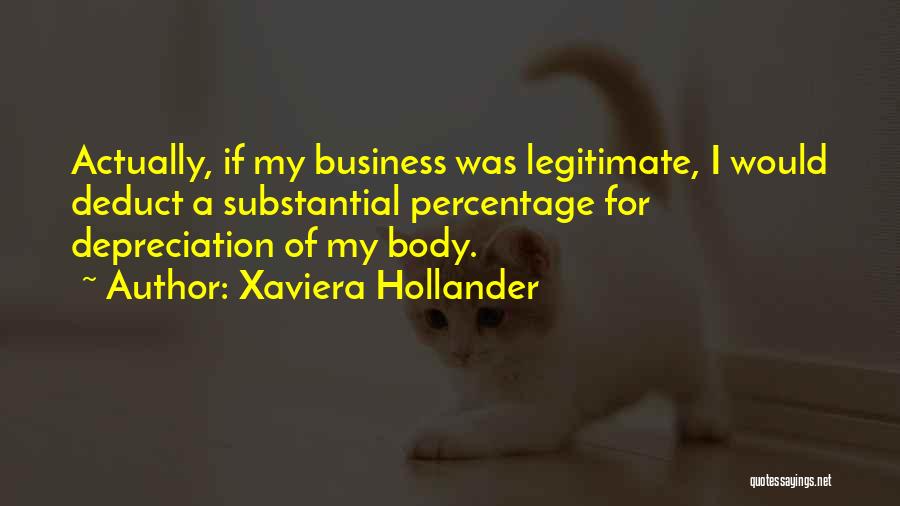 Xaviera Hollander Quotes: Actually, If My Business Was Legitimate, I Would Deduct A Substantial Percentage For Depreciation Of My Body.