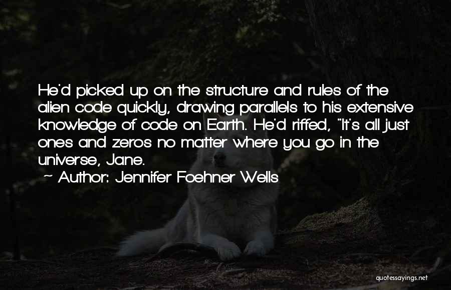 Jennifer Foehner Wells Quotes: He'd Picked Up On The Structure And Rules Of The Alien Code Quickly, Drawing Parallels To His Extensive Knowledge Of