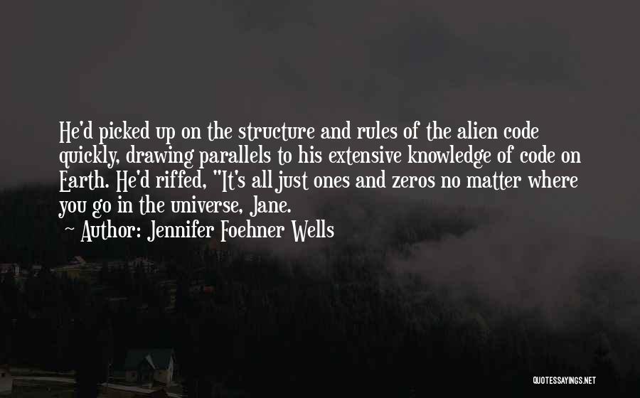 Jennifer Foehner Wells Quotes: He'd Picked Up On The Structure And Rules Of The Alien Code Quickly, Drawing Parallels To His Extensive Knowledge Of