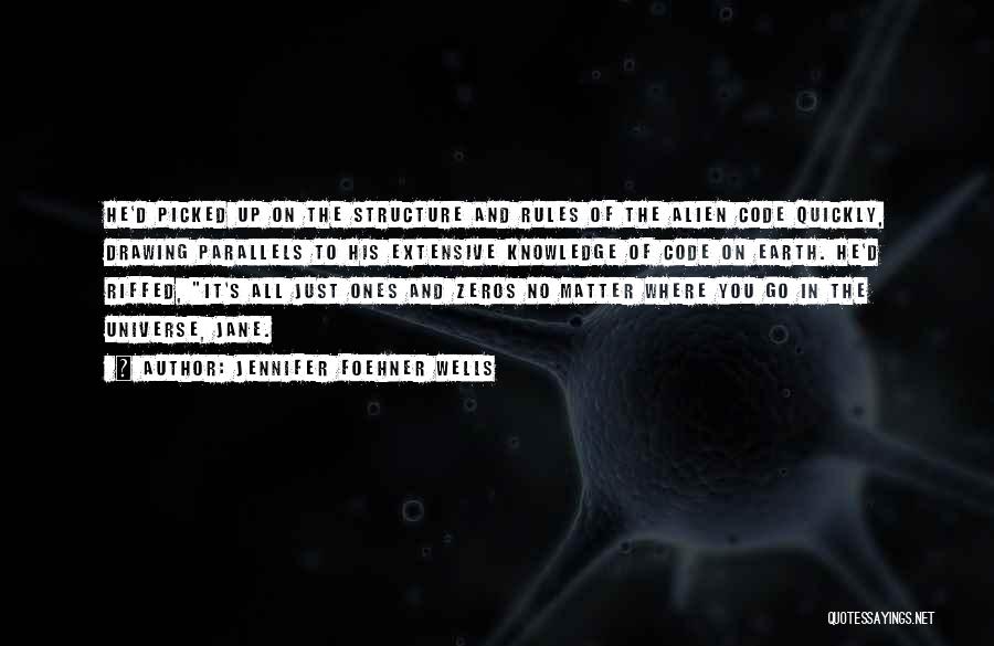 Jennifer Foehner Wells Quotes: He'd Picked Up On The Structure And Rules Of The Alien Code Quickly, Drawing Parallels To His Extensive Knowledge Of